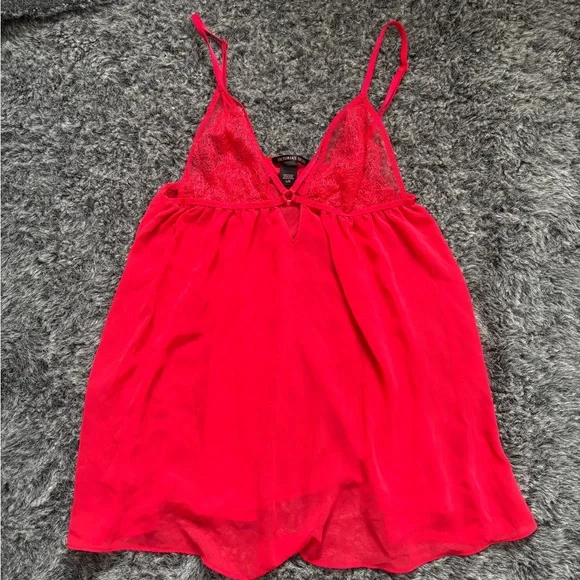 Victorias Secret red lace/ sheer babydoll - Picture 7 of 7